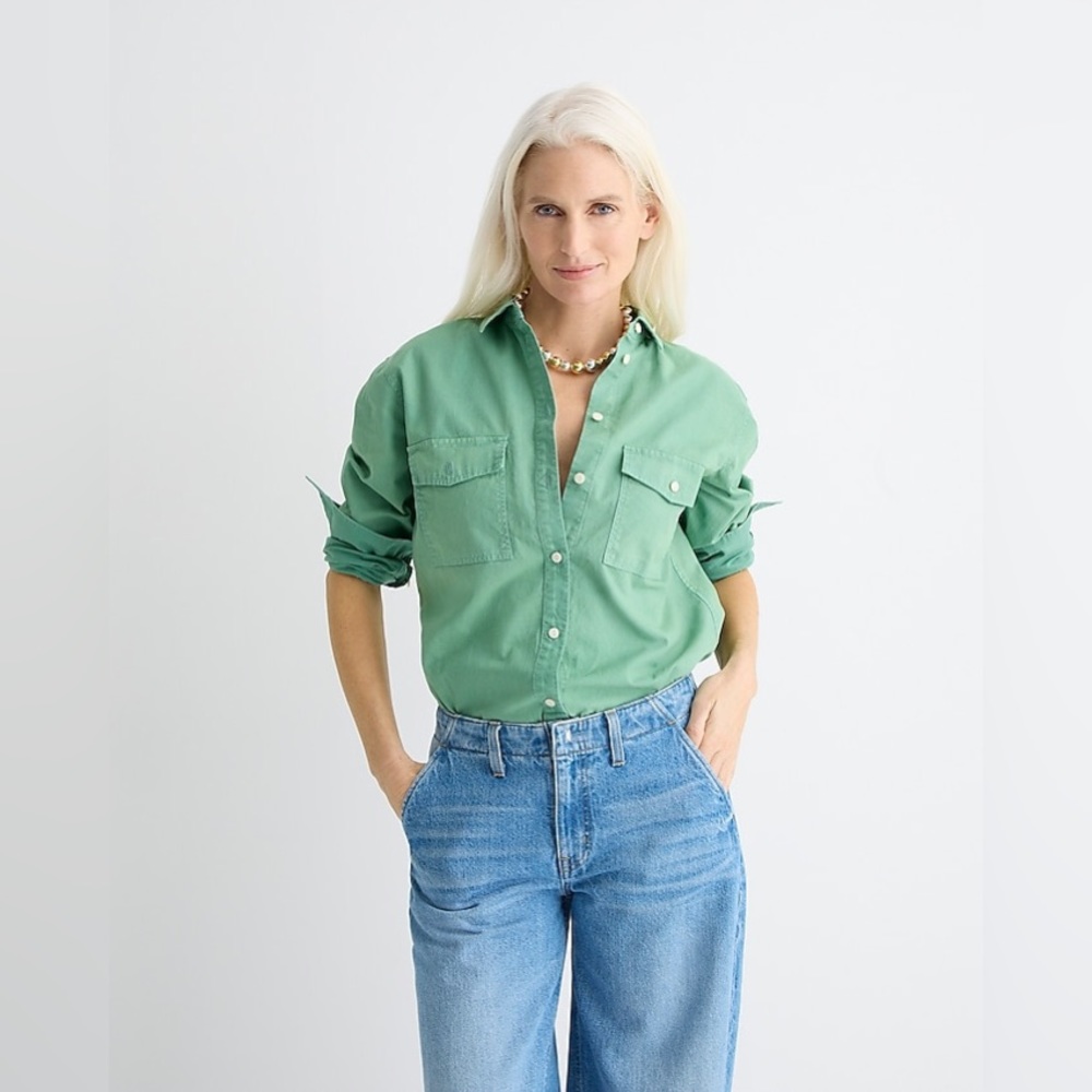 NWT J.Crew Garment Dyed Chambray Shirt in Meadow